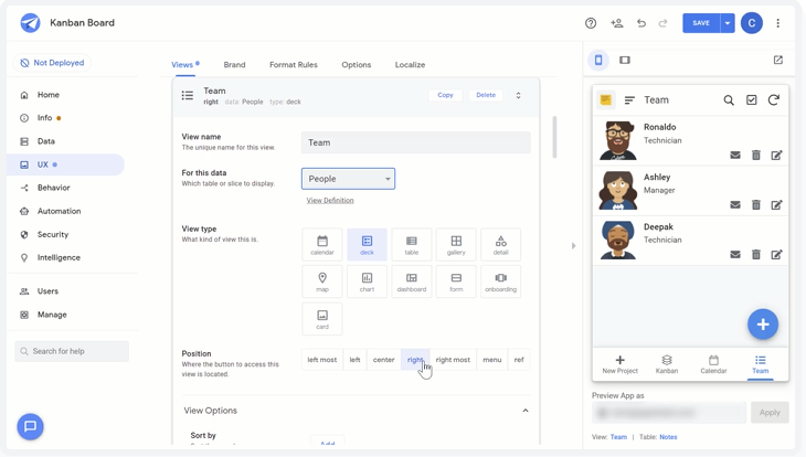 Wygląd Google AppSheet